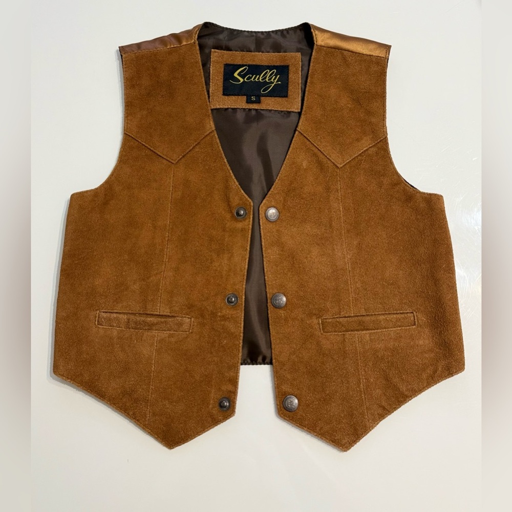 SCULLY Kids Boar Suede Western Vest in Bourbon - Size Small (6-8)